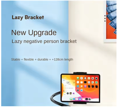 128cm Gooseneck Phone Holder, 360° Rotating Clamp Stand for Bed & Desk,