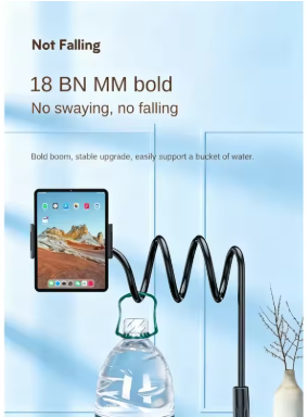 128cm Gooseneck Phone Holder, 360° Rotating Clamp Stand for Bed & Desk,