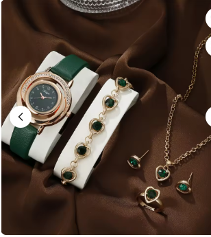 Luxury Ladies 5pcs/set Fashion Women's Quartz Watch Necklace Earrings Bracelet Ring Jewelry Set for Women Gift Sets