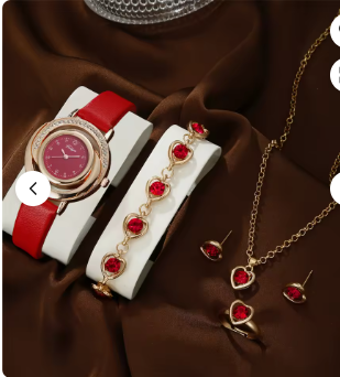 Luxury Ladies 5pcs/set Fashion Women's Quartz Watch Necklace Earrings Bracelet Ring Jewelry Set for Women Gift Sets
