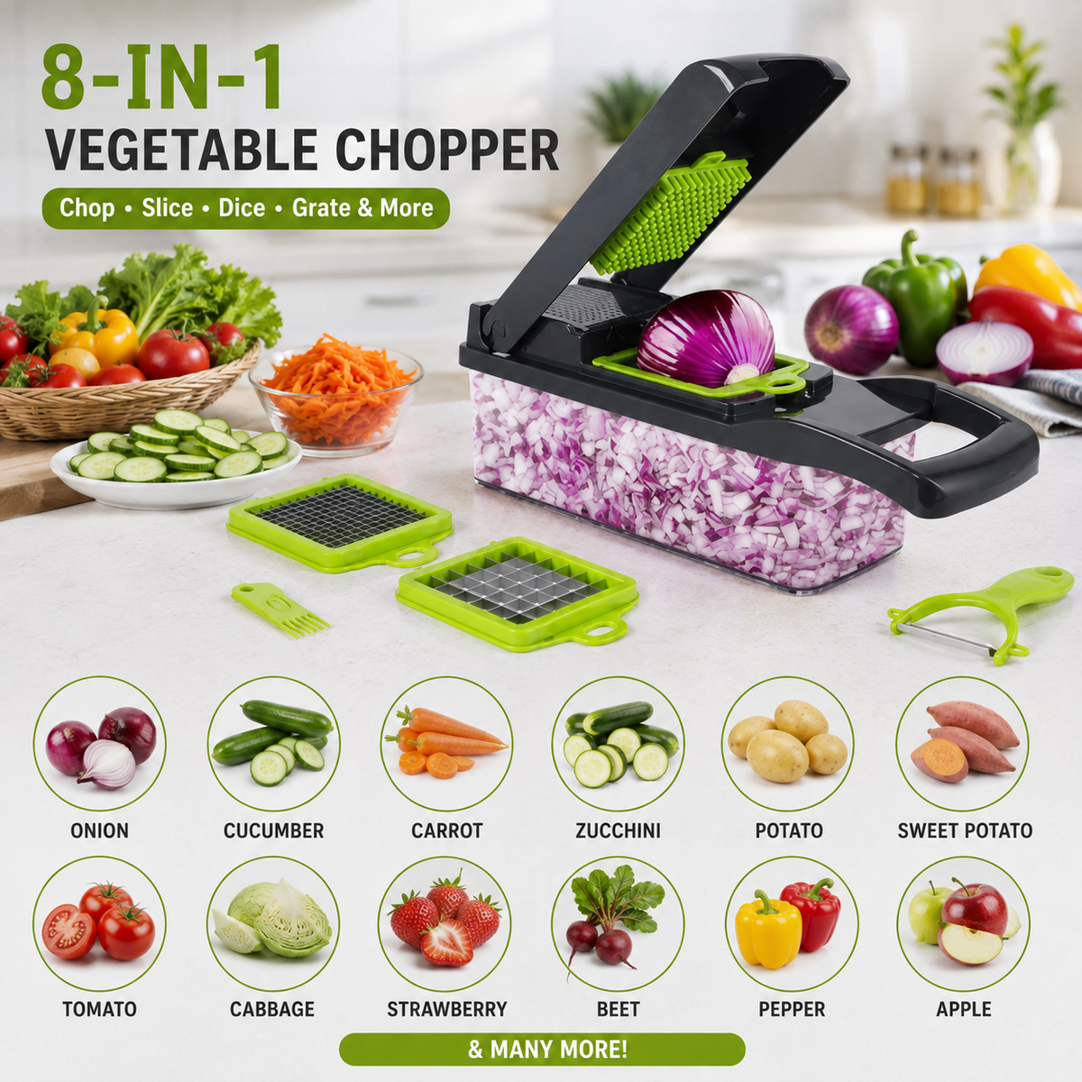 Vegetable Cutter Chopper and Slicer– Fast & Easy