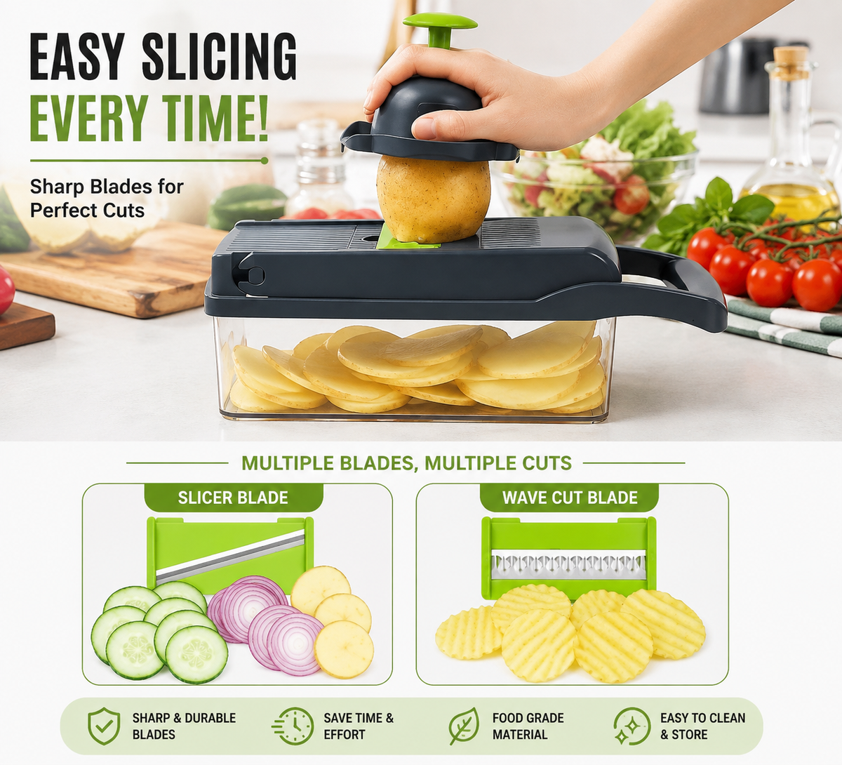 Vegetable Cutter Chopper and Slicer– Fast & Easy